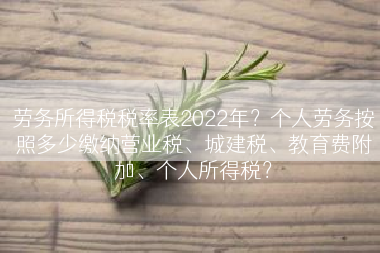 劳务所得税税率表2022年？个人劳务按照多少缴纳营业税、城建税、教育费附加、个人所得税？