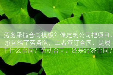劳务承揽合同模板？像建筑公司把项目，承包给了劳务队，二者签订合同，是属于什么合同？劳动合同，还是经济合同？