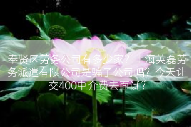 奉贤区劳务公司有多少家？上海英磊劳务派遣有限公司是骗子公司吗？今天让交400中介费去面试？