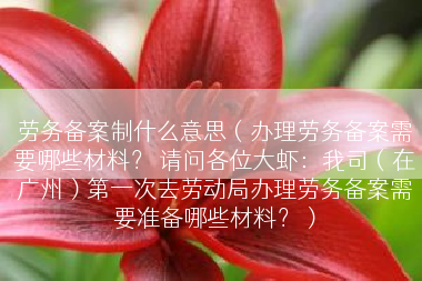 劳务备案制什么意思（办理劳务备案需要哪些材料？ 请问各位大虾：我司（在广州）第一次去劳动局办理劳务备案需要准备哪些材料？）