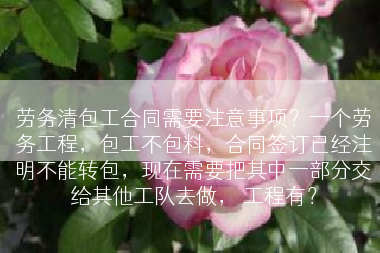 劳务清包工合同需要注意事项？一个劳务工程，包工不包料，合同签订已经注明不能转包，现在需要把其中一部分交给其他工队去做， 工程有？