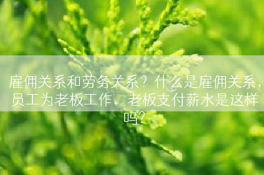 雇佣关系和劳务关系？什么是雇佣关系，员工为老板工作，老板支付薪水是这样吗？