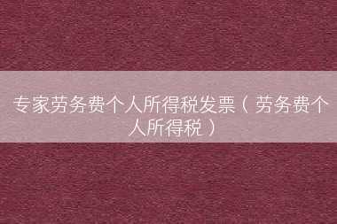 专家劳务费个人所得税发票（劳务费个人所得税）