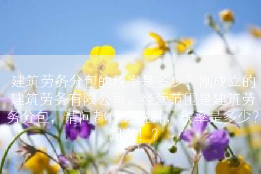 建筑劳务分包的税率是多少？刚成立的建筑劳务有限公司，经营范围是建筑劳务分包，请问都什么税种，税率是多少？调谢！？