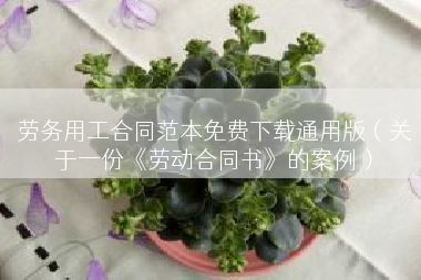 劳务用工合同范本免费下载通用版（关于一份《劳动合同书》的案例）