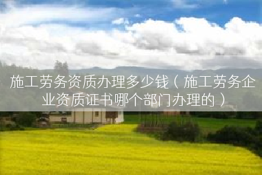 施工劳务资质办理多少钱（施工劳务企业资质证书哪个部门办理的）