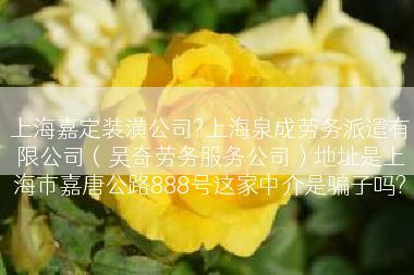 上海嘉定装潢公司?上海泉成劳务派遣有限公司（吴奇劳务服务公司）地址是上海市嘉唐公路888号这家中介是骗子吗?