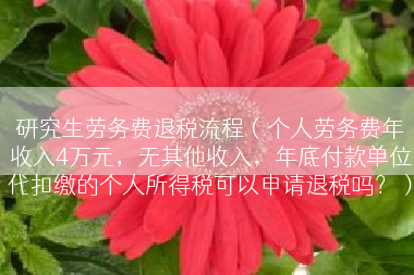 研究生劳务费退税流程（个人劳务费年收入4万元，无其他收入，年底付款单位代扣缴的个人所得税可以申请退税吗？）