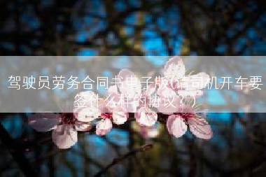 驾驶员劳务合同书电子版(请司机开车要签什么样的协议？)