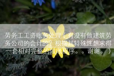劳务工工资账务处理（有没有做建筑劳务公司的会计的？根据其特殊性想求得一套相对完整的做账程序。。谢谢。）