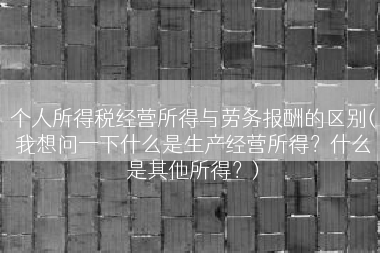 个人所得税经营所得与劳务报酬的区别(我想问一下什么是生产经营所得？什么是其他所得？)