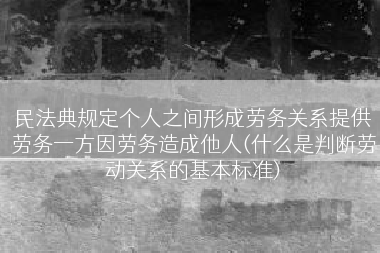 民法典规定个人之间形成劳务关系提供劳务一方因劳务造成他人(什么是判断劳动关系的基本标准)