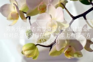 劳务分包是否需要资质（中国建筑业，针对总包及分包在国家政策上有哪些方面的要求）