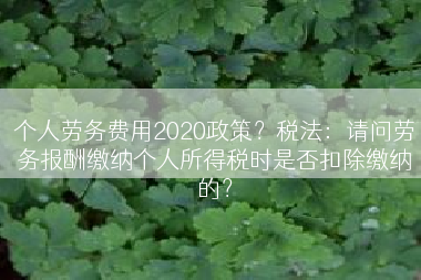 个人劳务费用2020政策？税法：请问劳务报酬缴纳个人所得税时是否扣除缴纳的？