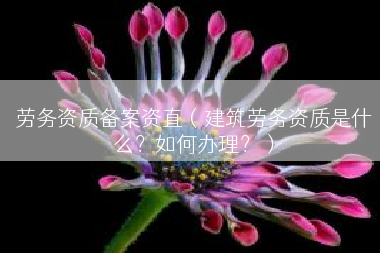 劳务资质备案资直（建筑劳务资质是什么？如何办理？）