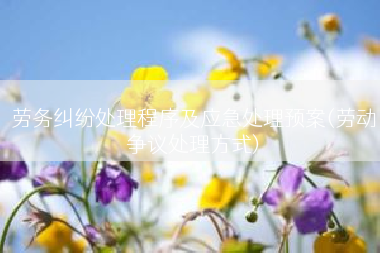 劳务纠纷处理程序及应急处理预案(劳动争议处理方式)