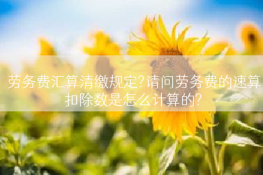 劳务费汇算清缴规定?请问劳务费的速算扣除数是怎么计算的?