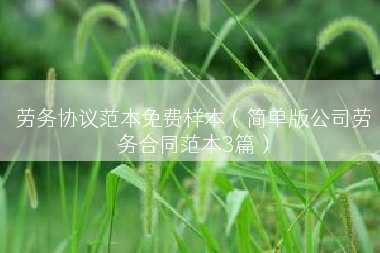劳务协议范本免费样本（简单版公司劳务合同范本3篇）