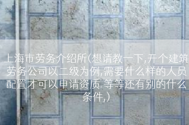 上海市劳务介绍所(想请教一下,开个建筑劳务公司以二级为例,需要什么样的人员配置才可以申请资质.等等还有别的什么条件,)