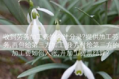 收到劳务加工费的会计分录?提供加工劳务,再包给第三方加工,我方付给第三方的加工费如何入账,开加工费票结算?
