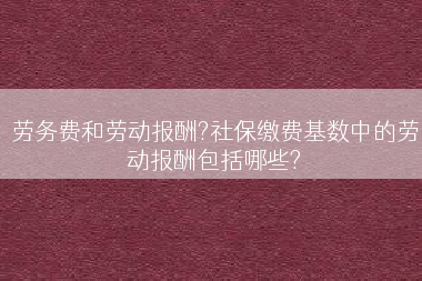 劳务费和劳动报酬?社保缴费基数中的劳动报酬包括哪些?