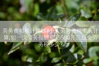 劳务费扣税计算器?个人劳务费税率表计算,如一次劳务报酬是35580元，应交劳务税多少?