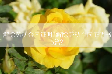 解除劳动合同证明?解除劳动合同证明书5篇?