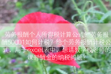 劳务报酬个人所得税计算公式？劳务报酬50001如何计税？给个劳务报酬计税公式，用于excel表中，想请教学校老师的课时酬金的纳税问题？