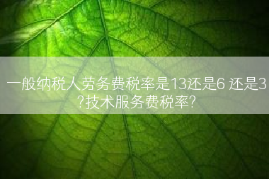 一般纳税人劳务费税率是13还是6 还是3?技术服务费税率?