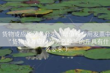 货物或应税劳务分类（增值税专用发票中“货物或者应税劳务名称”的开具有什么要求）