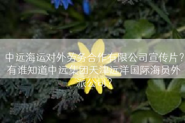 中远海运对外劳务合作有限公司宣传片？有谁知道中远集团天津远洋国际海员外派公司？
