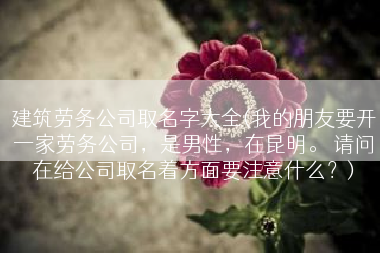建筑劳务公司取名字大全(我的朋友要开一家劳务公司，是男性，在昆明。 请问在给公司取名着方面要注意什么？)