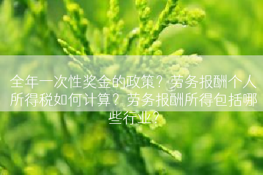 全年一次性奖金的政策？劳务报酬个人所得税如何计算？劳务报酬所得包括哪些行业？