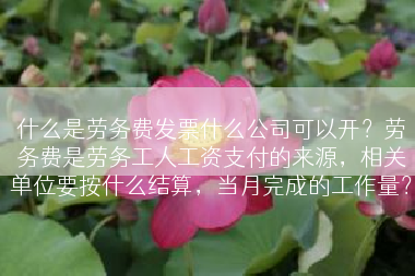 什么是劳务费发票什么公司可以开？劳务费是劳务工人工资支付的来源，相关单位要按什么结算，当月完成的工作量？