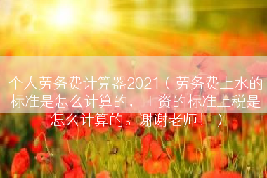 个人劳务费计算器2021（劳务费上水的标准是怎么计算的，工资的标准上税是怎么计算的。谢谢老师！）