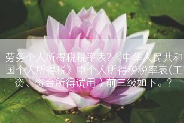 劳务个人所得税税率表?《中华人民共和国个人所得税》中个人所得税税率表(工资、资金所得试用）前三级如下。?