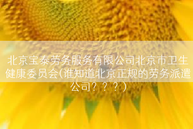 北京宝泰劳务服务有限公司北京市卫生健康委员会(谁知道北京正规的劳务派遣公司？？？)