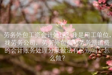 劳务外包工资会计处理？我是用工单位，找劳务公司，劳务外包费和劳务派遣费的会计账务处理分录做法有区别吗？怎么做？