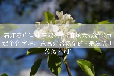 浦江鑫广置业有限公司(麻烦大家给公司起个名字吧，意寓好容易记的~ 是建筑工劳务公司)