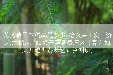 劳务费用的税率是多少(给农民工发工资总共10w，如果开劳务费怎么计算？如果开培训费怎么计算谢谢)