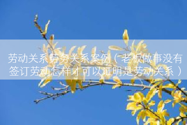 劳动关系劳务关系案例（老板做事没有签订劳动怎样才可以证明是劳动关系）