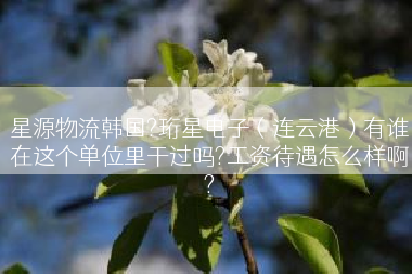 星源物流韩国?珩星电子（连云港）有谁在这个单位里干过吗?工资待遇怎么样啊?
