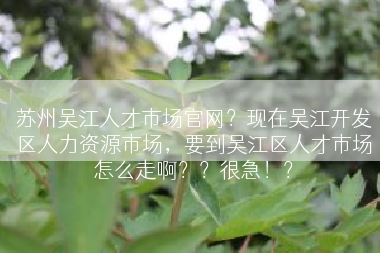 苏州吴江人才市场官网？现在吴江开发区人力资源市场，要到吴江区人才市场怎么走啊？？很急！？