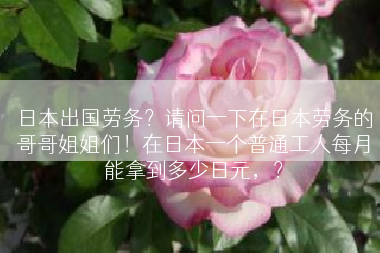 日本出国劳务？请问一下在日本劳务的哥哥姐姐们！在日本一个普通工人每月能拿到多少日元，？