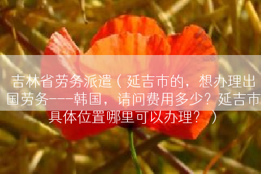 吉林省劳务派遣（延吉市的，想办理出国劳务---韩国，请问费用多少？延吉市具体位置哪里可以办理？）