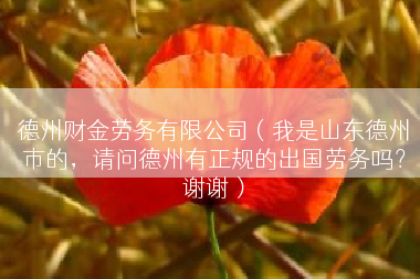 德州财金劳务有限公司（我是山东德州市的，请问德州有正规的出国劳务吗？谢谢）