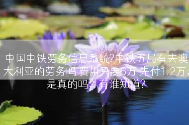 中国中铁劳务信息系统?中铁五局有去澳大利亚的劳务吗 费用只要6万 先付1.2万，是真的吗，有谁知道?
