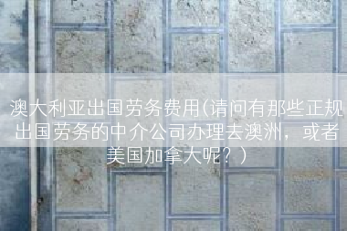 澳大利亚出国劳务费用(请问有那些正规出国劳务的中介公司办理去澳洲，或者美国加拿大呢？)