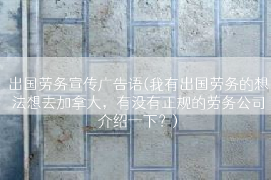 出国劳务宣传广告语(我有出国劳务的想法想去加拿大，有没有正规的劳务公司介绍一下？)