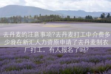 去丹麦的注意事项?去丹麦打工中介费多少我在新汇人力资原申请了去丹麦制衣厂打工，有人报名了吗?
